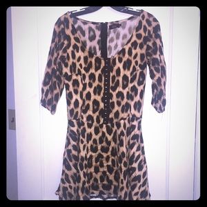 Motel UK hook-eye swing minidress leopard size S