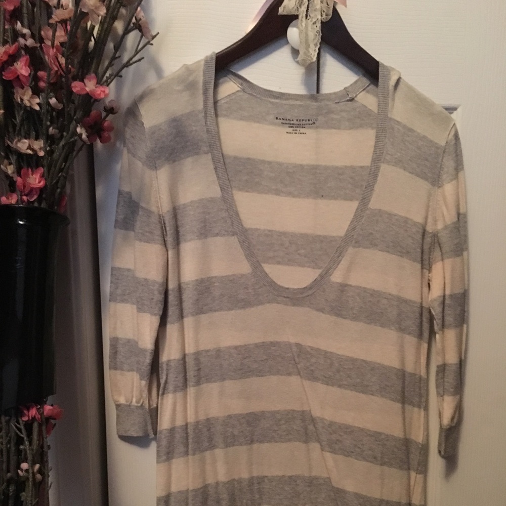 Banana Republic: gray and cream sweater dress