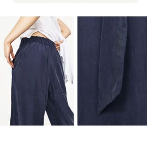 NWT ZARA navy pants, elastic hem, metal buckle