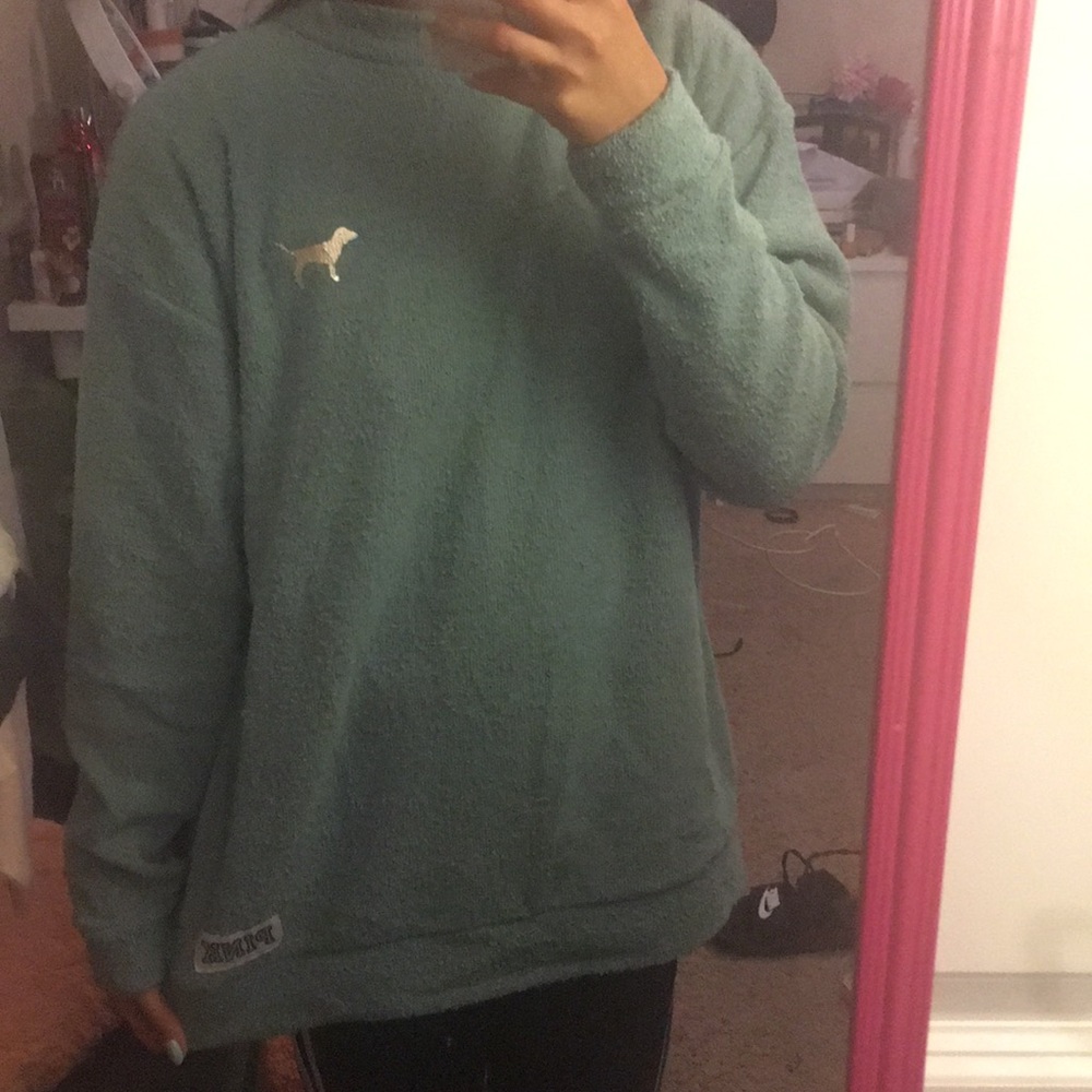 Pink Victoria secret blue sweat shirt