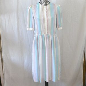 Pastel Stripe 70s Secretary Dress
