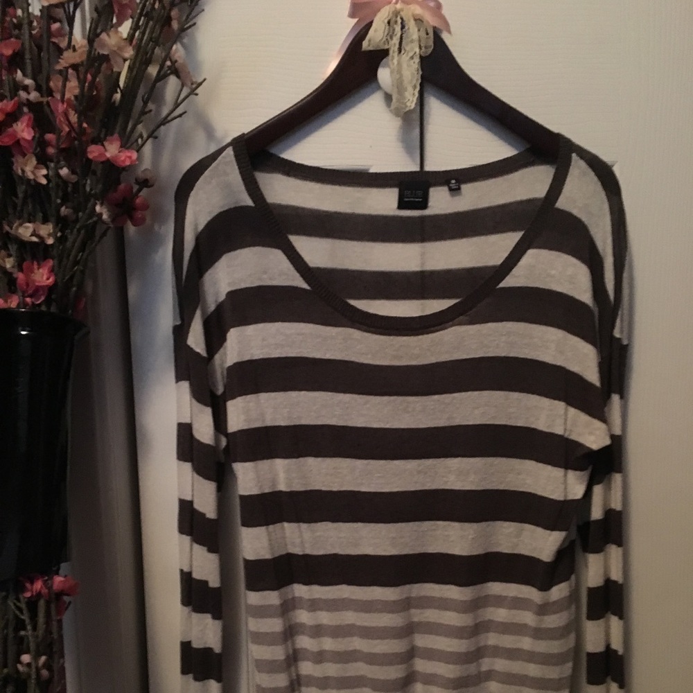 Saks: dark and light gray stripe knit