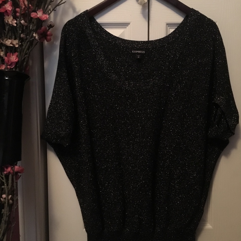 Express: charcoal sparkle off the shoulder