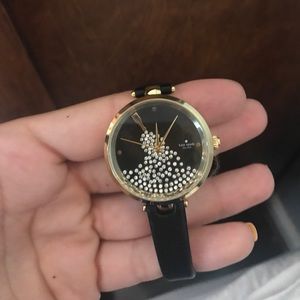 Black and gold leather Kate Spade watch