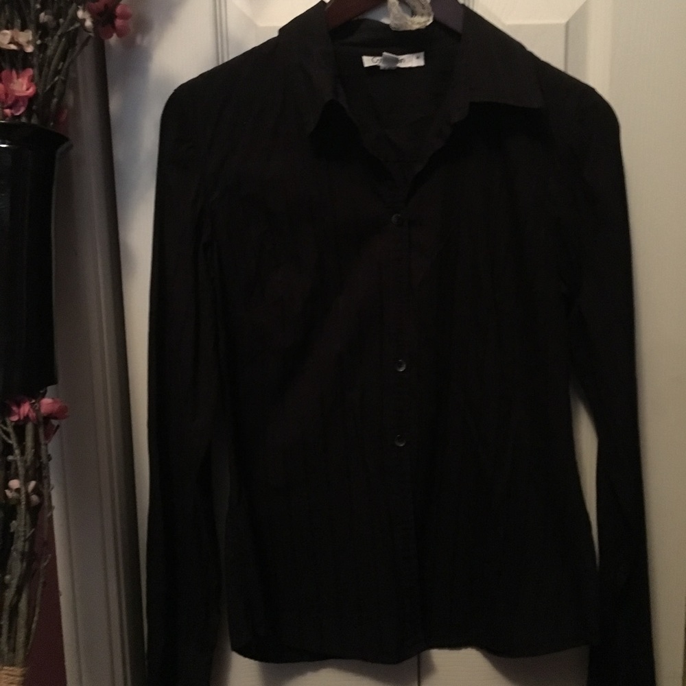 Calvin Klein: black pinstripe button up