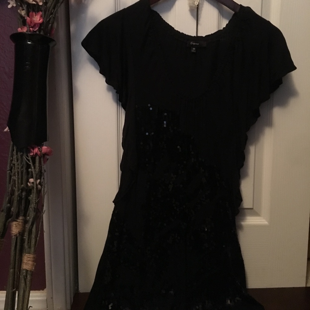 Express: black long top with sparkle detail