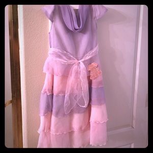 Girls Pink and Purple Tiered Dress