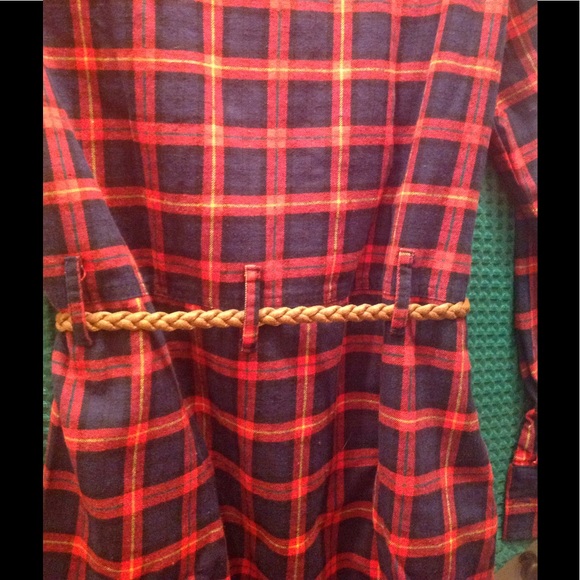 Button Down Dress with Braided Belt - Picture 3 of 4