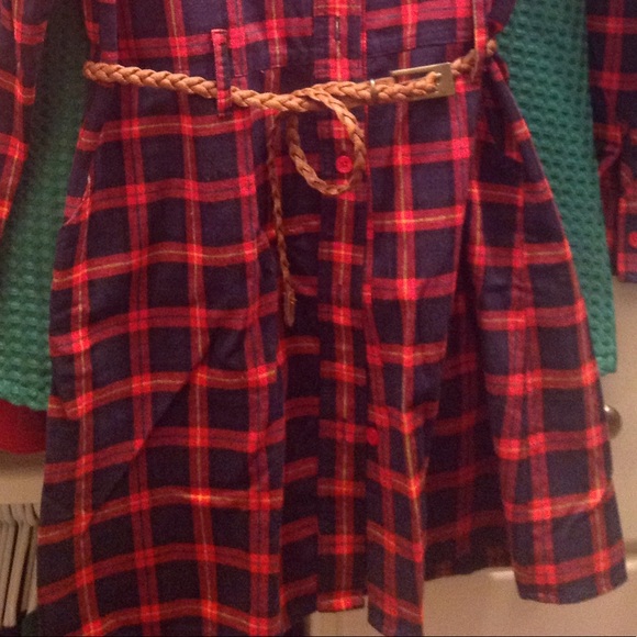 Button Down Dress with Braided Belt - Picture 4 of 4