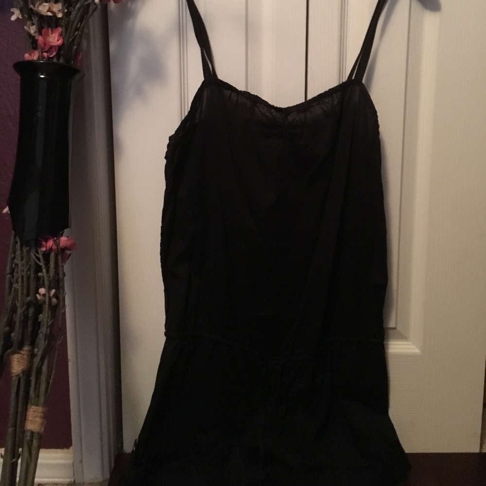 Pink by Victoria's Secret: black shorts romper