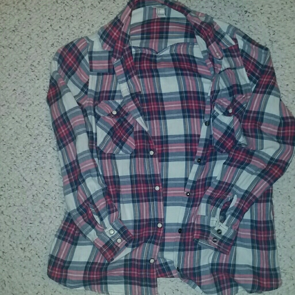 Red White and Blue Button Up Fannel