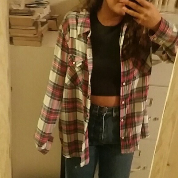 Red White and Blue Button Up Fannel - Picture 2 of 6