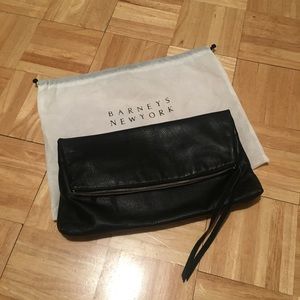 Barneys NY Black Leather Clutch