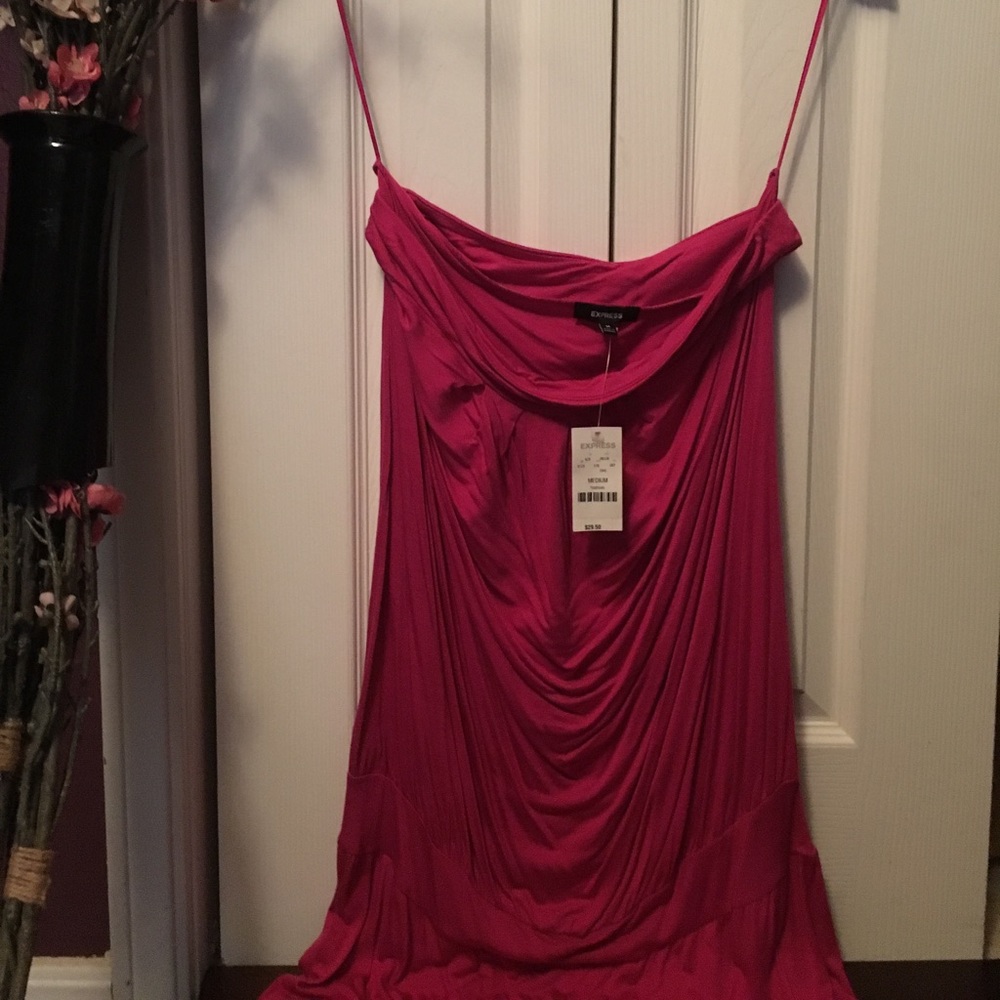 Express: pink long strapless tank