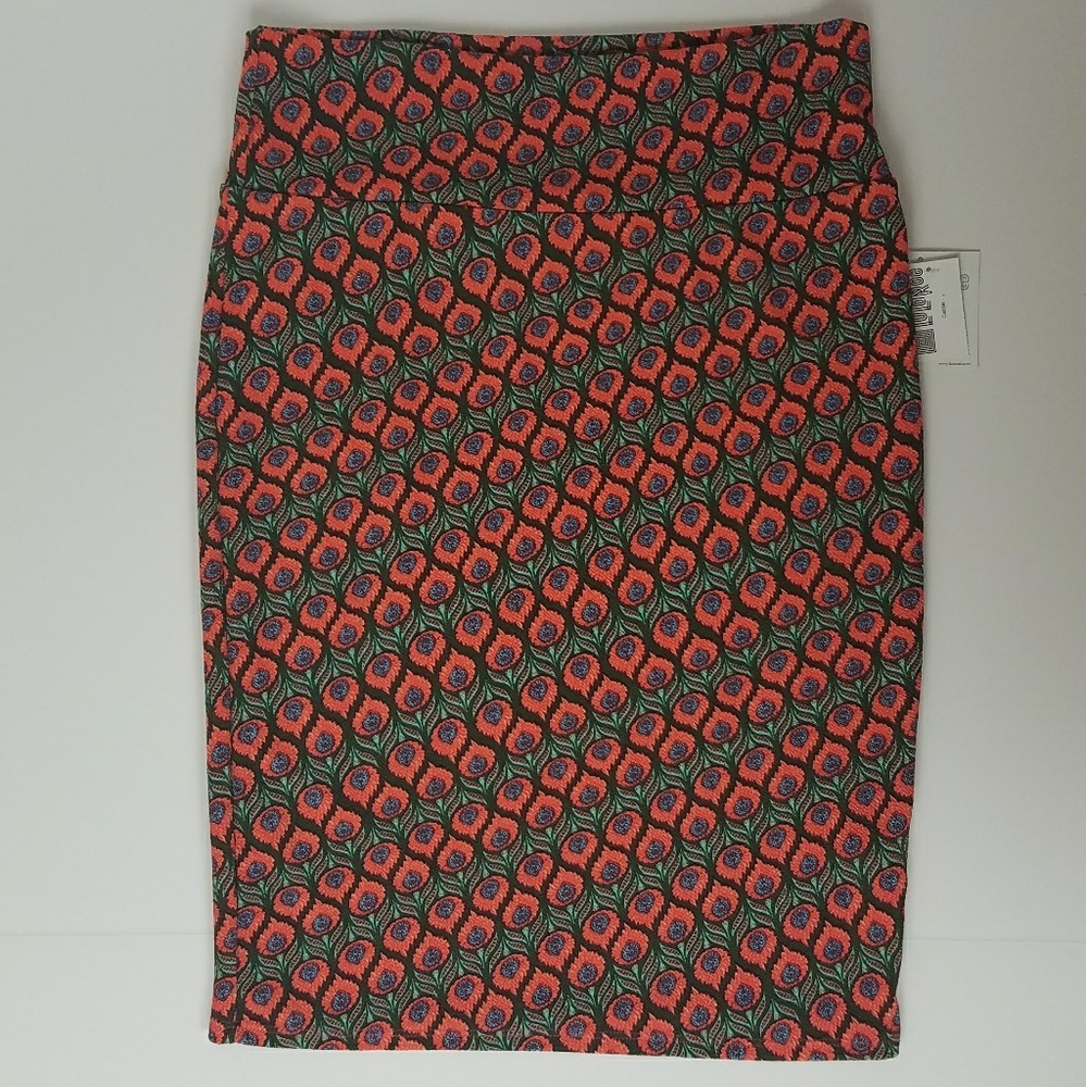LuLaRoe Cassie Pencil Skirt, coral floral
