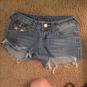 True reigion cut off shorts y2k