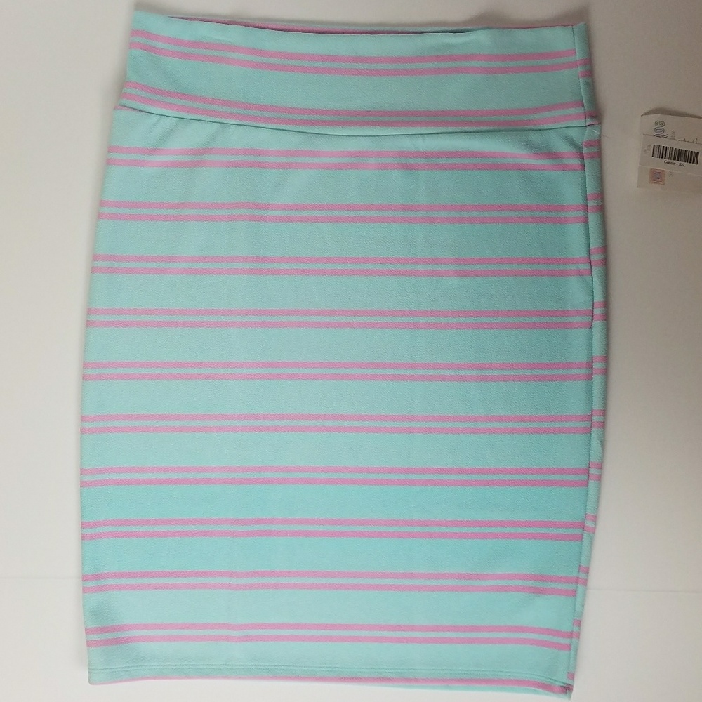 LuLaRoe Cassie Pencil Skirt, pastel stripes