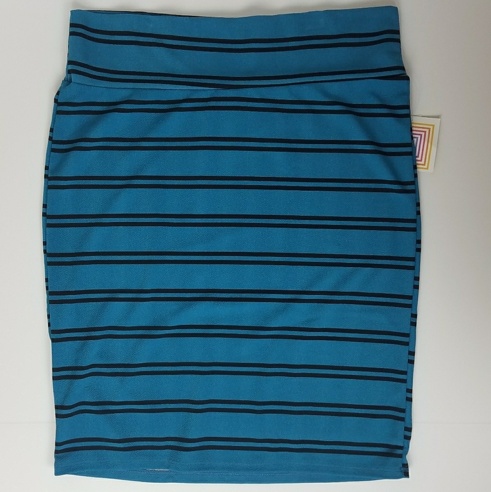 LuLaRoe Cassie Pencil Skirt, preppy blue stripes