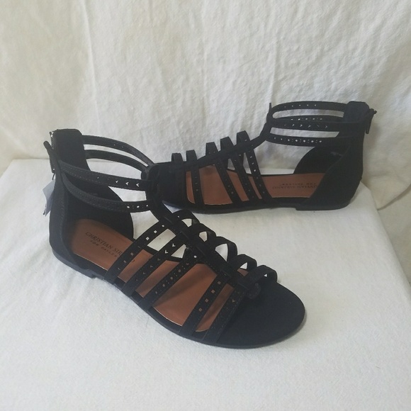 womens red leather mules