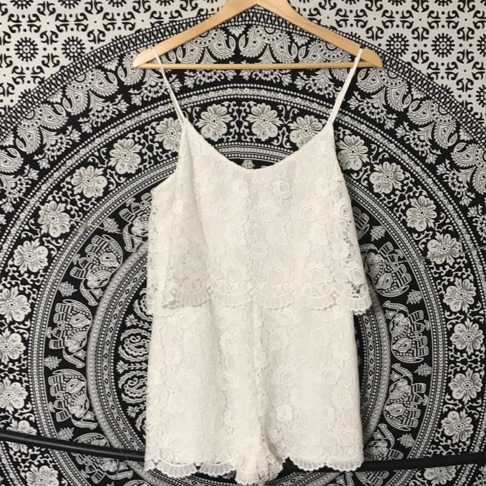 Floral White Lace Pattern Romper