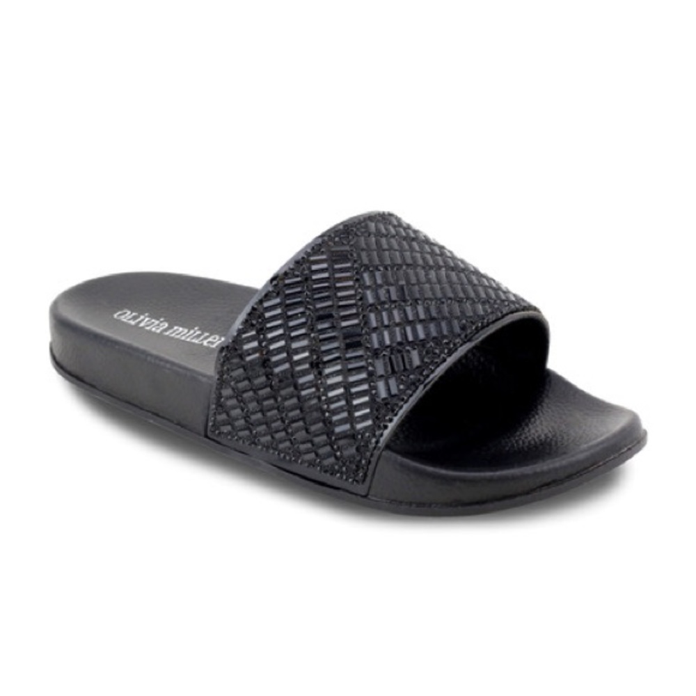 Ladies flat slides. Black
