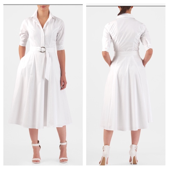 white belted shirt dress