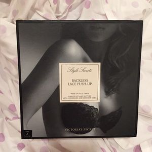 Backless lace push up bra