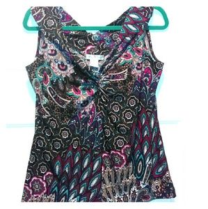 Vintage Suzie brown printed sleeveless top