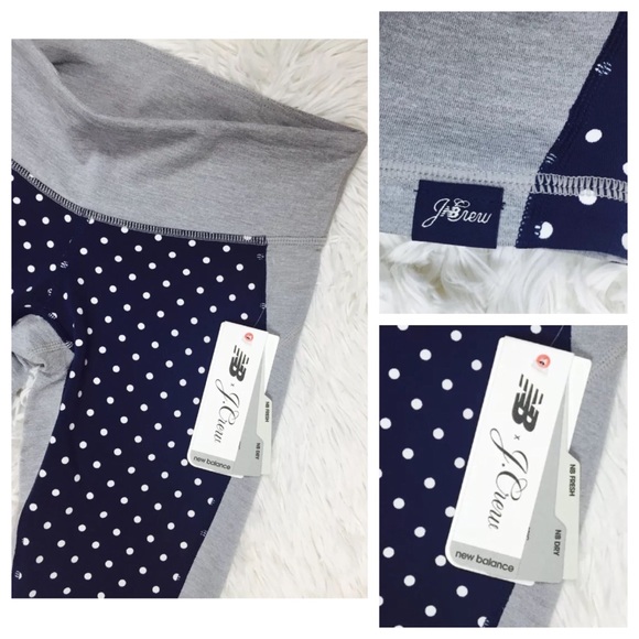 J. Crew x New Balance Gray Polka Dot Capri Leggings Navy XS 0 24 Fitted NWT - Picture 6 of 6
