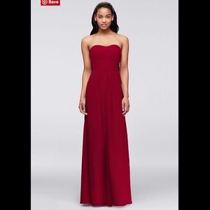 Red David's Bridal bridesmaid dress