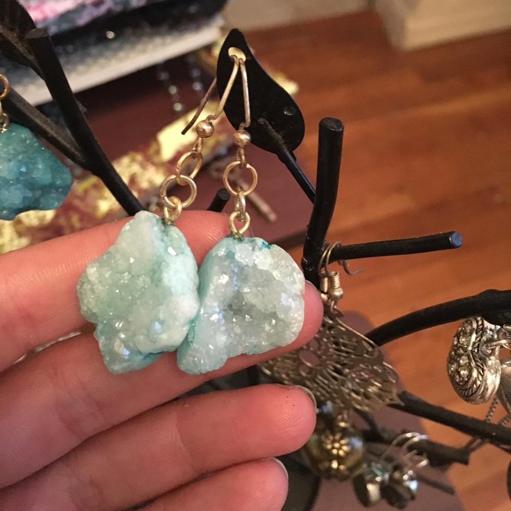 handmade Crystal earrings, dangles for pierced ear