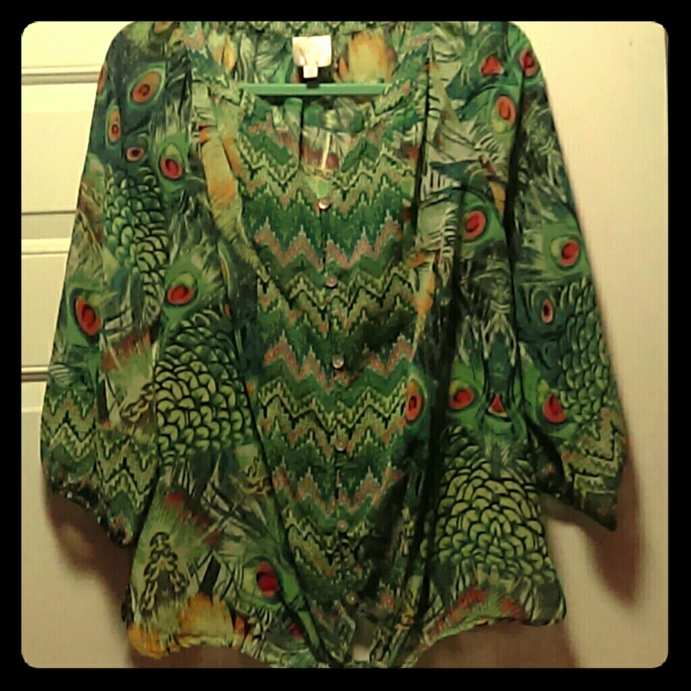 Anthropologie Fig & Flower Peacock Blouse