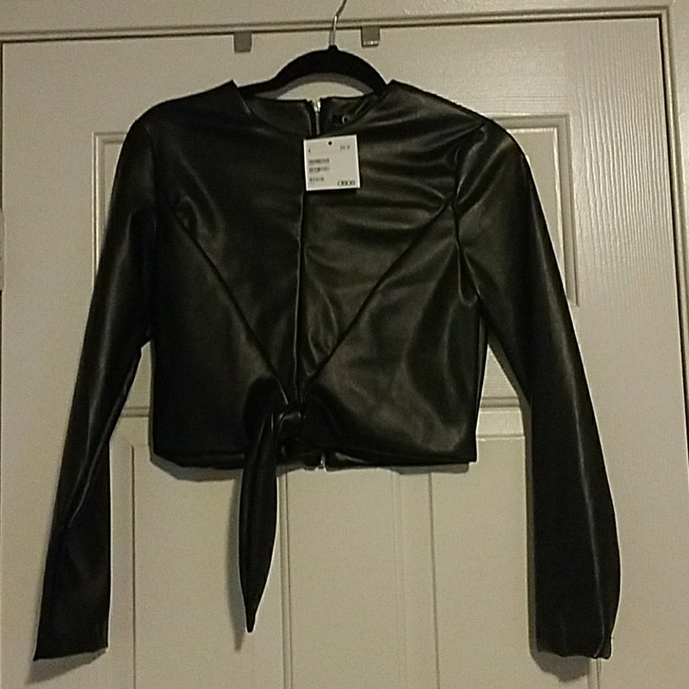 Faux leather crop top