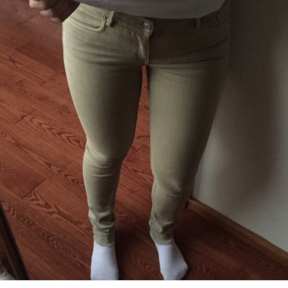 Zara light olive green skinny jeans