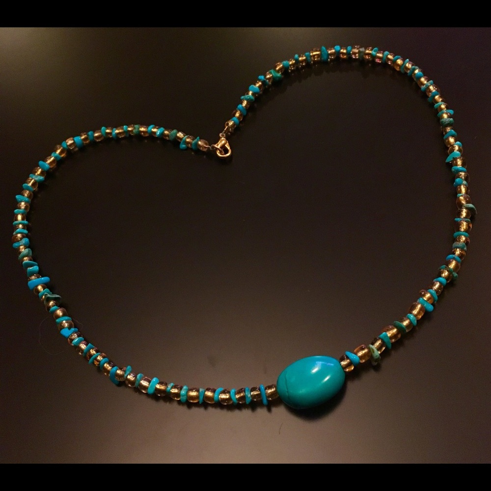NEW TwisteDesignz Turquoise & Gold Beads Necklace