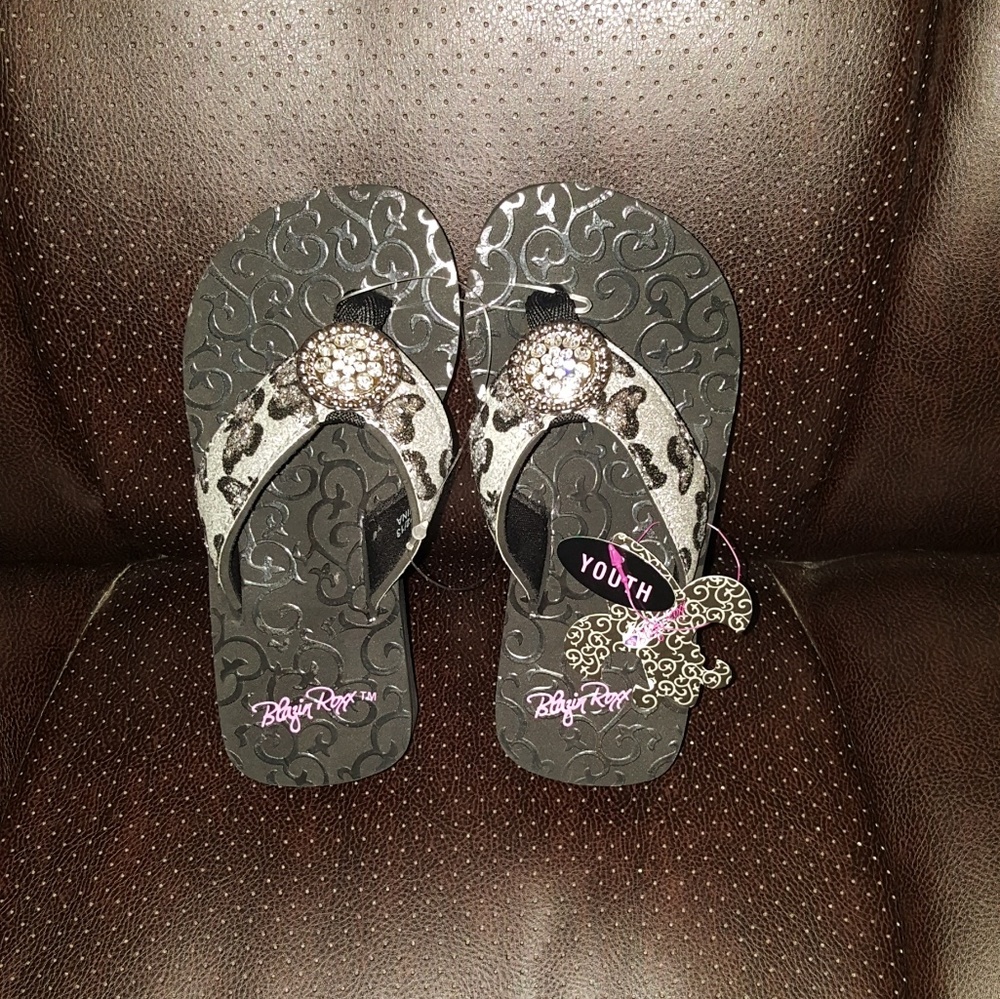 Blazin Roxx Girls Youth "Harper" Black Flip Flops