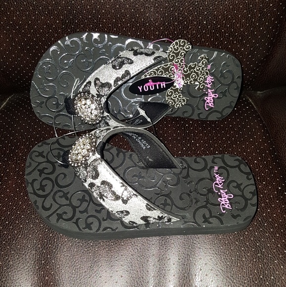 Blazin Roxx Girls Youth "Harper" Black Flip Flops