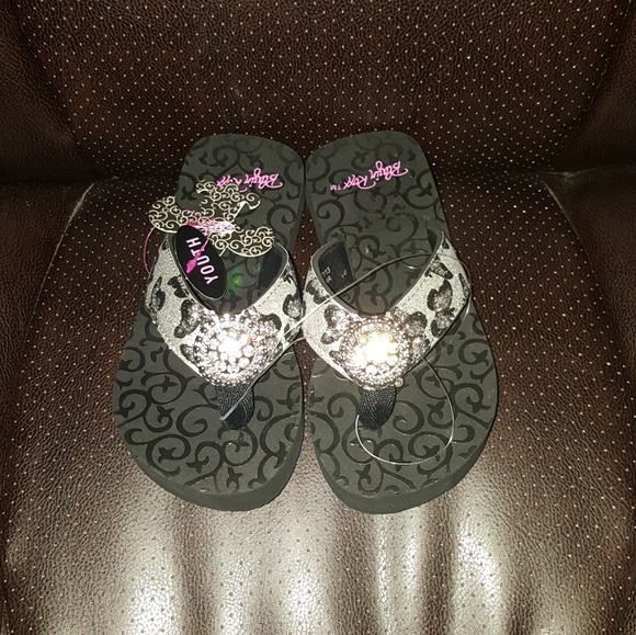 Blazin Roxx Girls Youth "Harper" Black Flip Flops