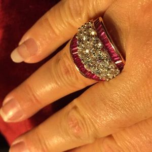 8.82ctw diam. simulant lab creat. ruby rose ring