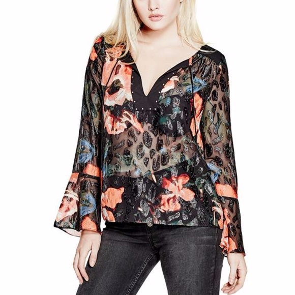 GUESS Lisbeth Jacquard Top - Picture 1 of 6