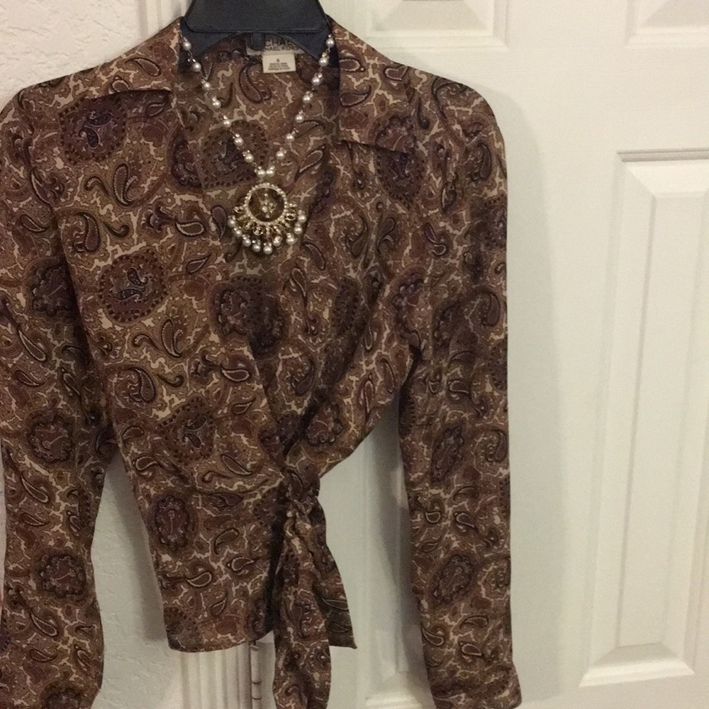 😍Michael Michael Kors 100% Silk wrap Top Blouse