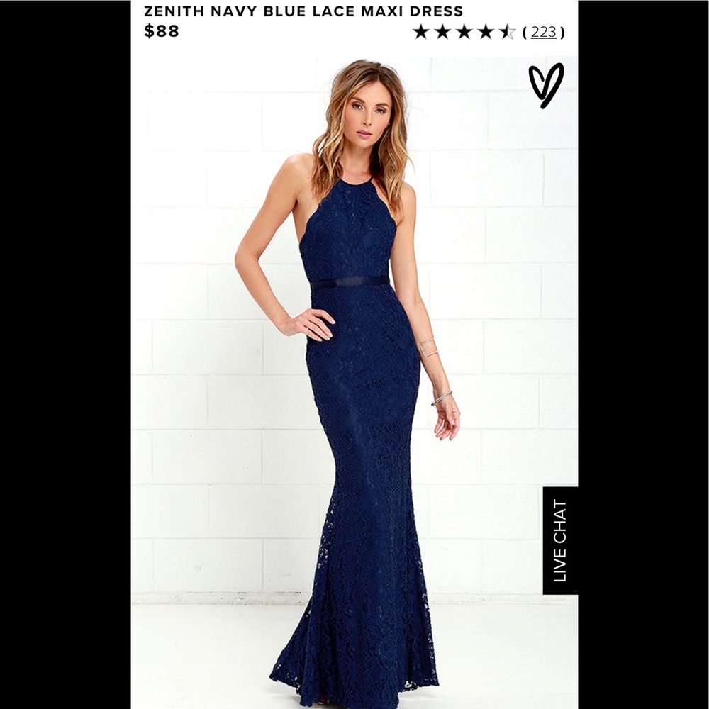 Lulus's Zenith Navy Blue lace Maxi Dress