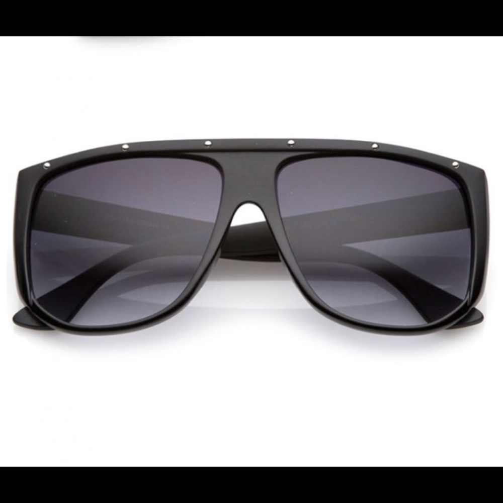 Oversize Stud Square Lens Flat Top Sunglasses