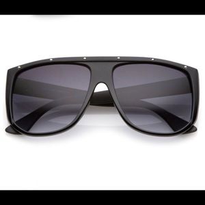 Oversize Stud Square Lens Flat Top Sunglasses