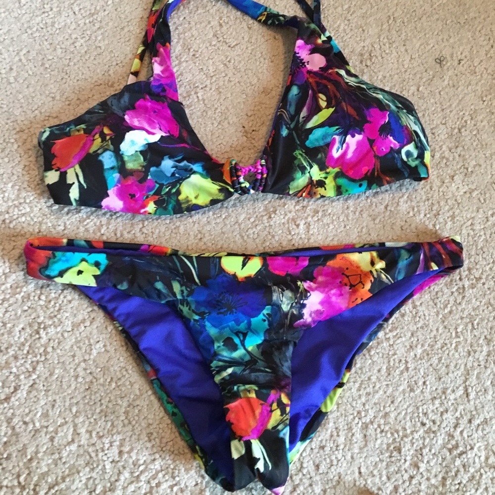 BarIII floral bikini push-up, bottoms M top L