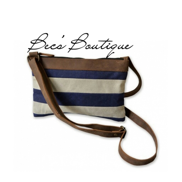 🚨LAST ONE🚨Stripe & Vegan Leather Crossbody - Picture 2 of 3