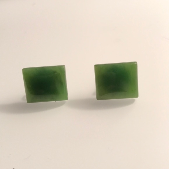 vintage Jewelry - vintage jade rectangle stud earrings