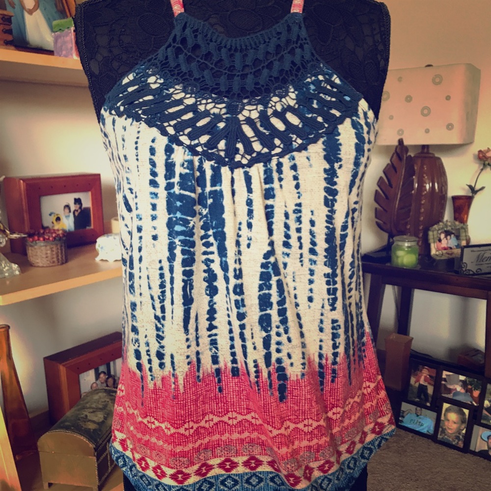 BOHO STYLE TYE DYE RACERBACK SPAGHETTI STRAP TOP