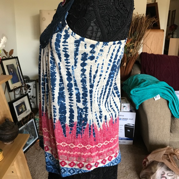 BOHO STYLE TYE DYE RACERBACK SPAGHETTI STRAP TOP - Picture 3 of 4