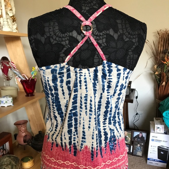 BOHO STYLE TYE DYE RACERBACK SPAGHETTI STRAP TOP - Picture 4 of 4